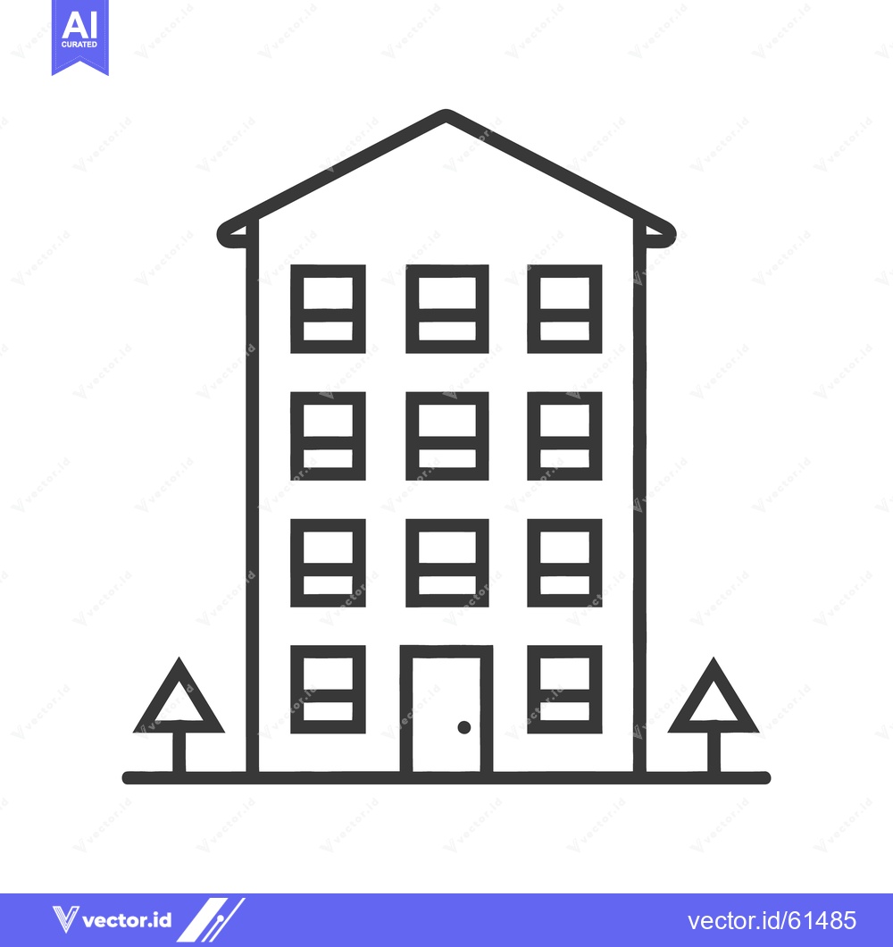 Premium Vector of A black and white linear illustration of a multi story building