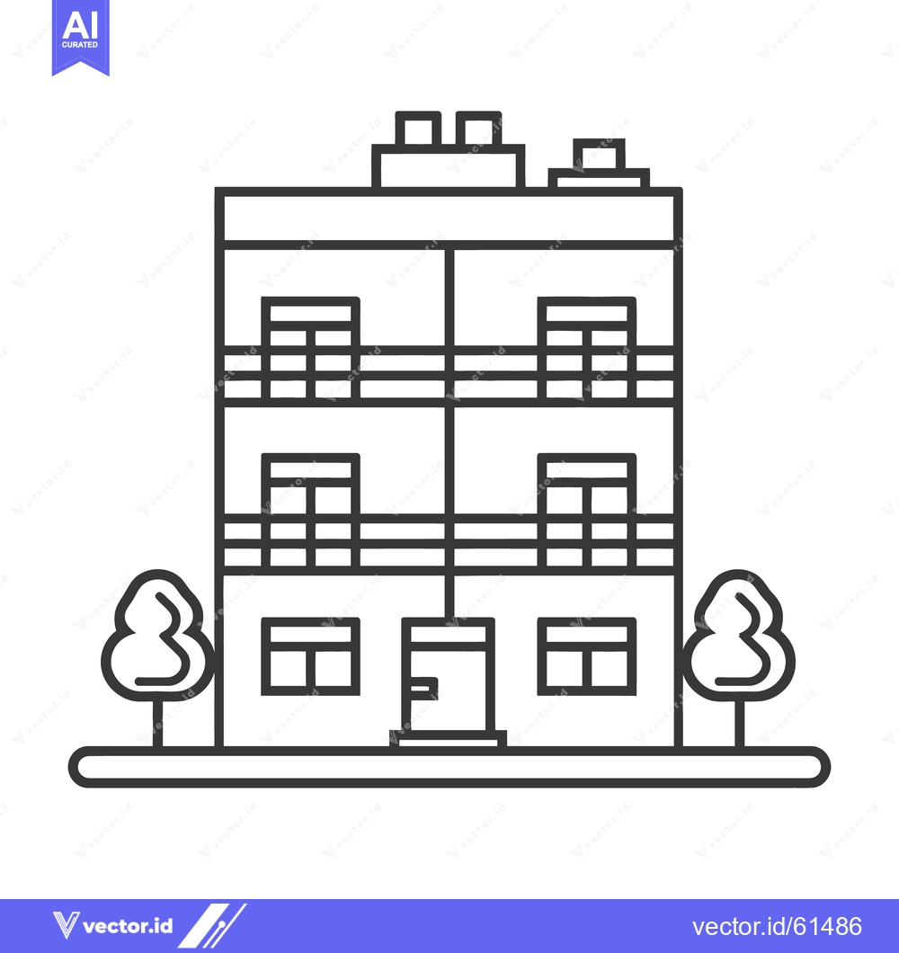 Premium Vector dari A simple black and white illustration of a multi story building