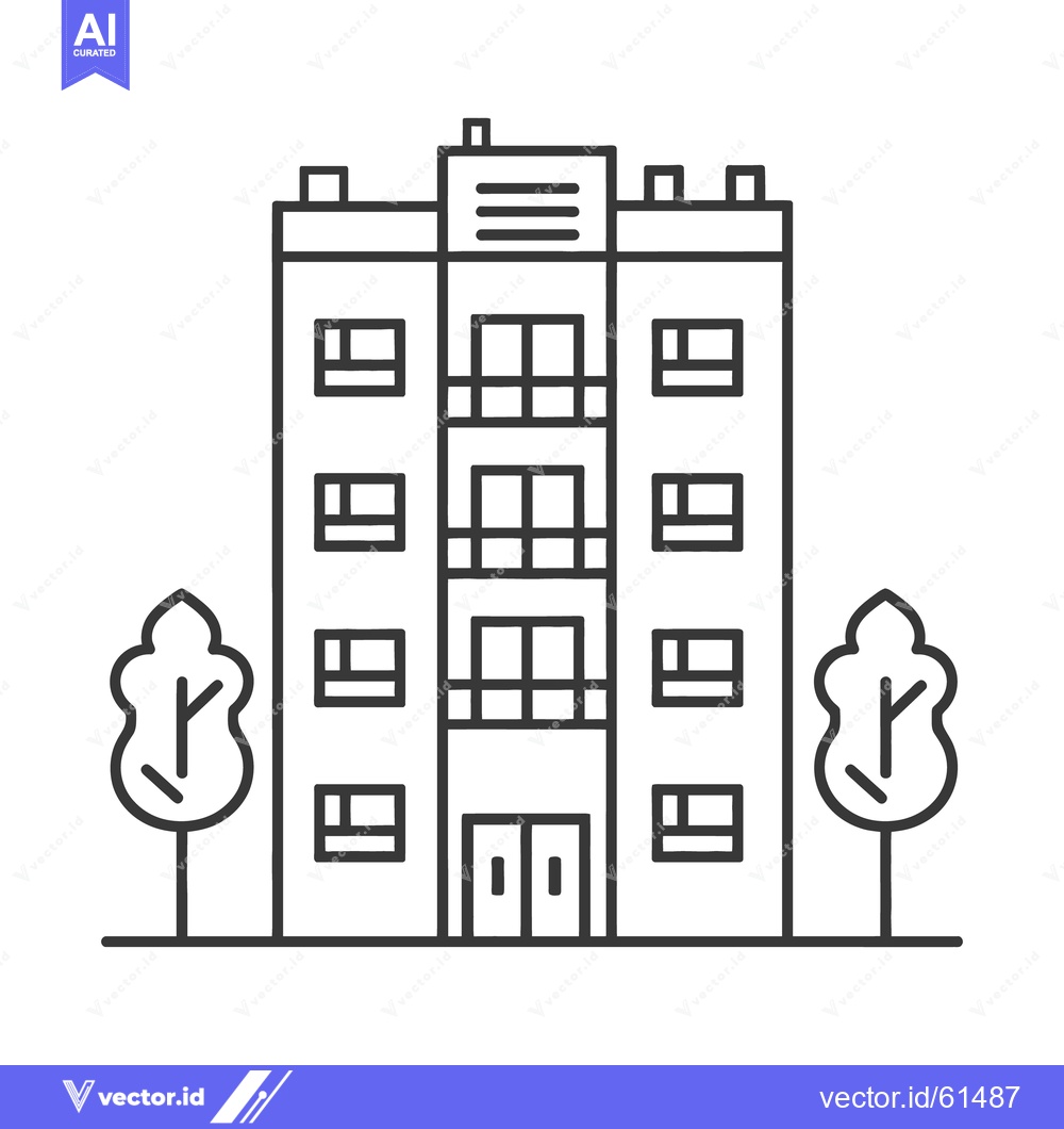 Premium Vector of A simple monochrome line drawing of a multi story apartment building