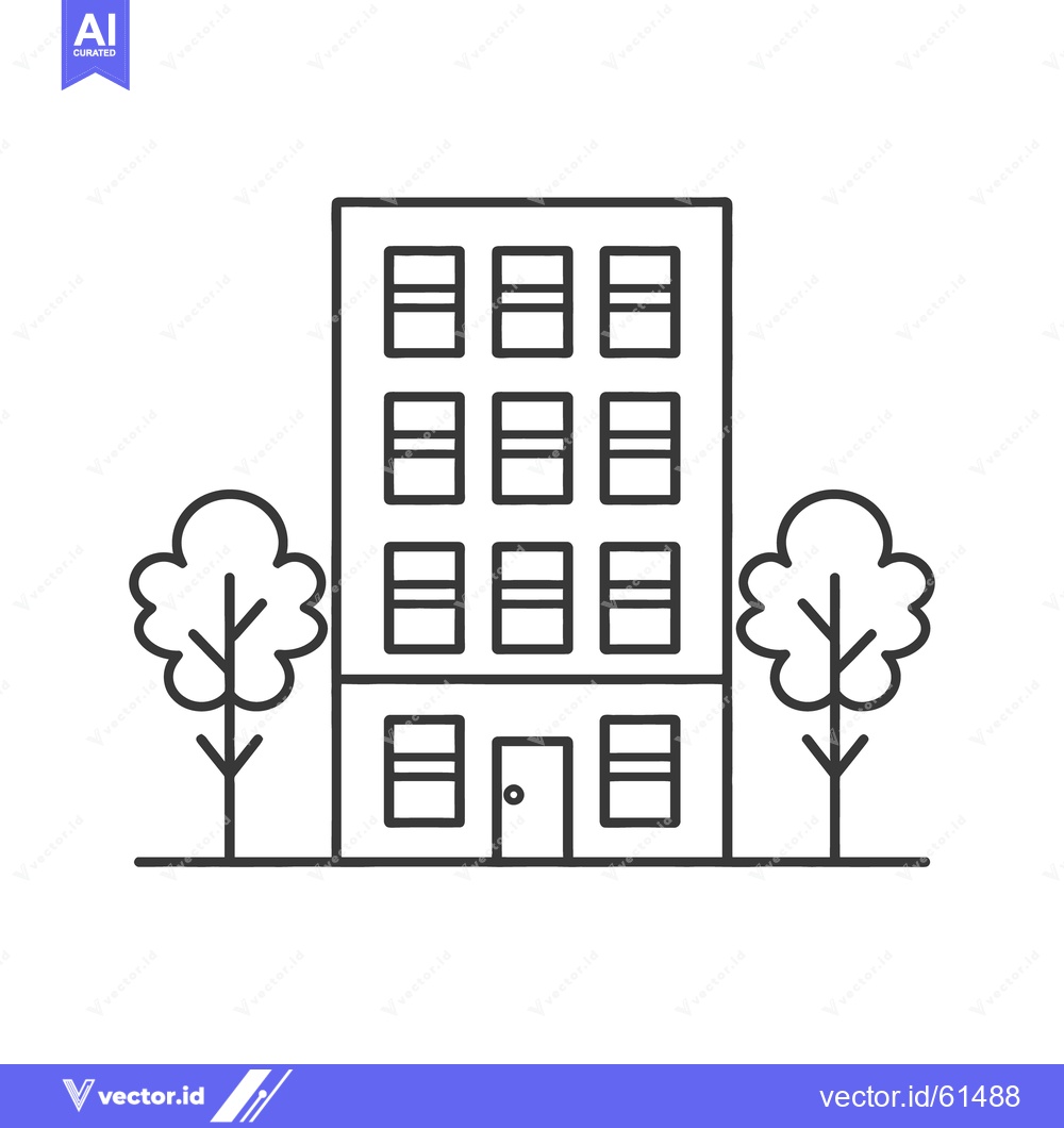Premium Vector dari A simple illustration of a building with trees beside it