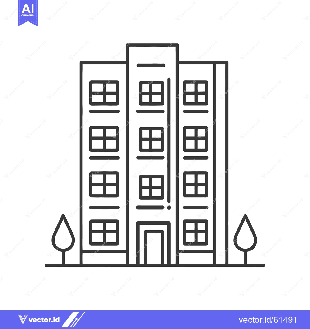 Premium Vector of A detailed linear drawing of a tall apartment building