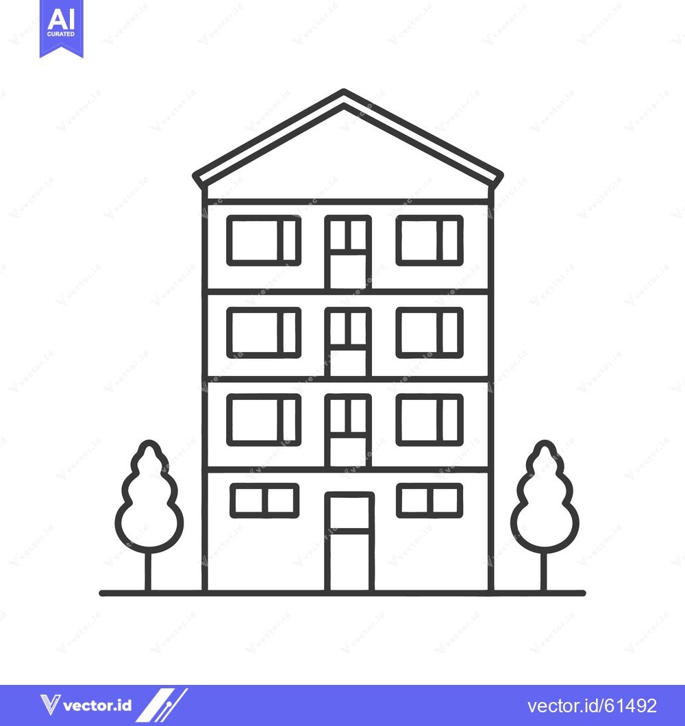 Premium Vector dari A simple black and white line drawing of a building