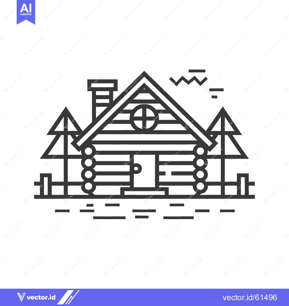 Premium Vector dari A simple illustration of a cabin within a natural landscape