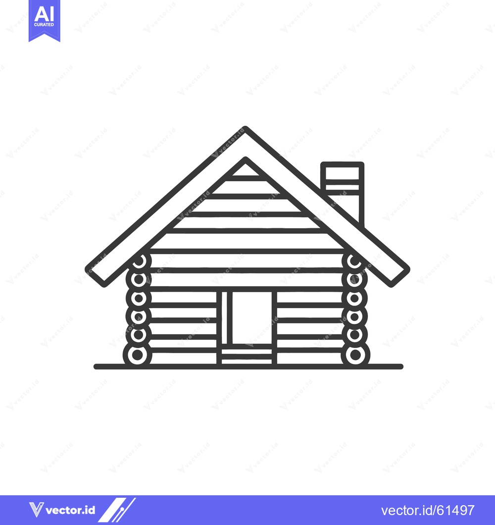 Premium Vector dari A simple cabin illustration with a chimney on white background
