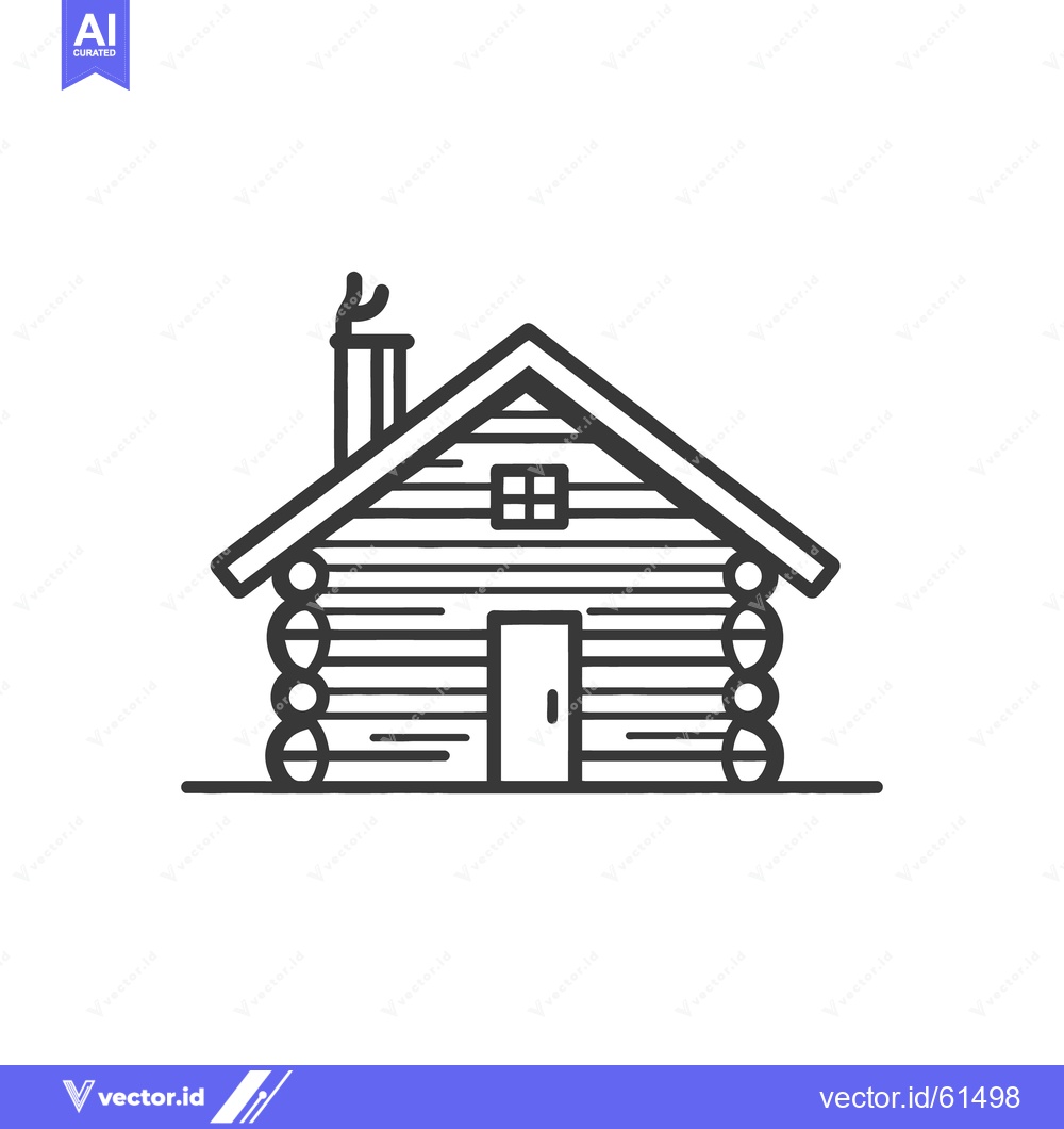 Premium Vector of Simple illustration showing a small rustic cabin with a chimney