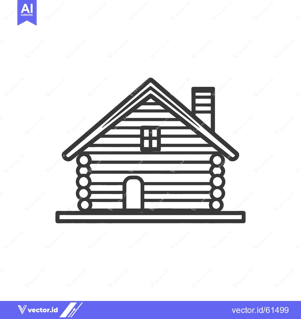 Premium Vector dari Detailed illustration of a simple log cabin style house design