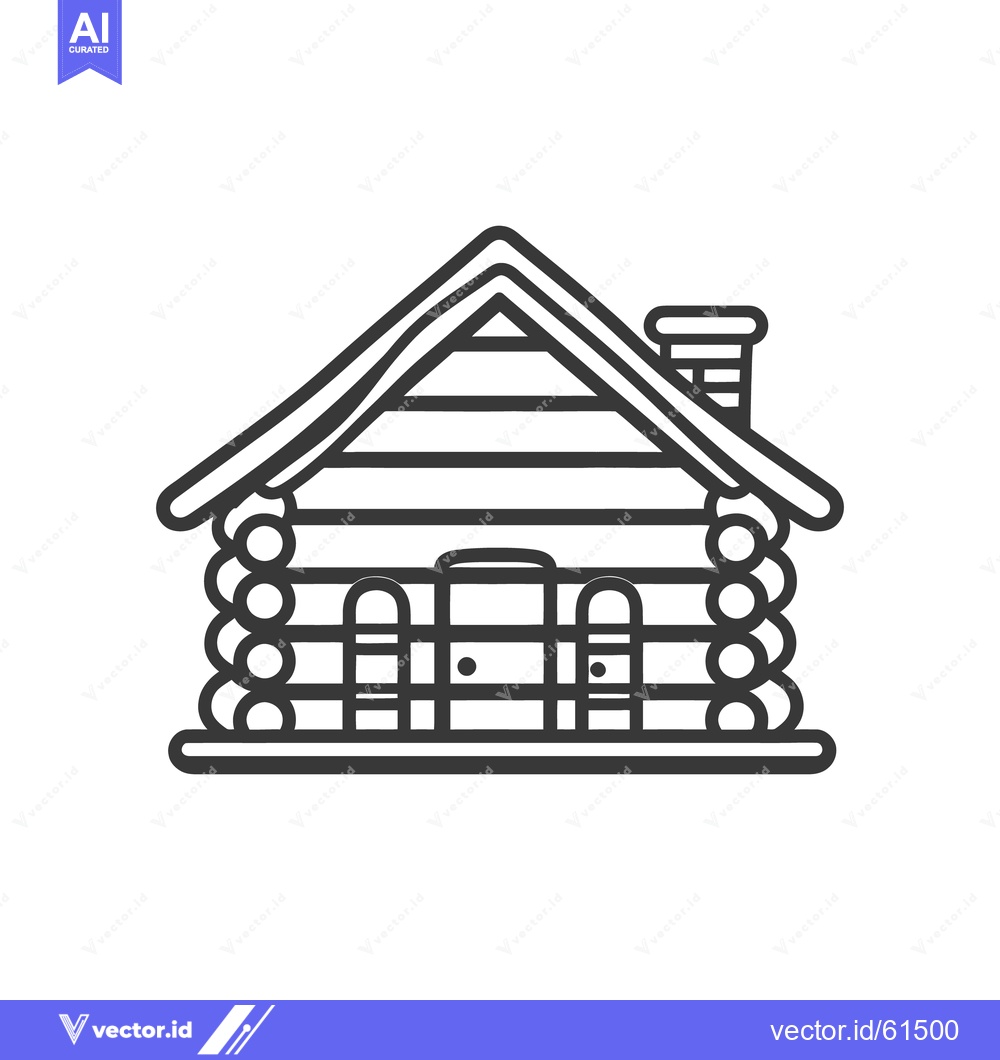 Premium Vector dari Simple linear drawing of a small wooden cabin structure