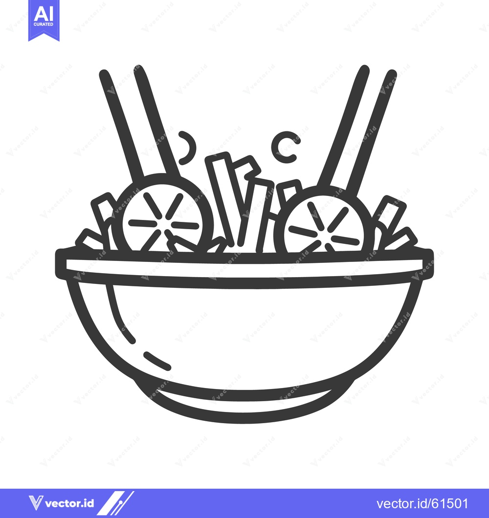 Premium Vector dari A simple line art illustration of a bowl of salad