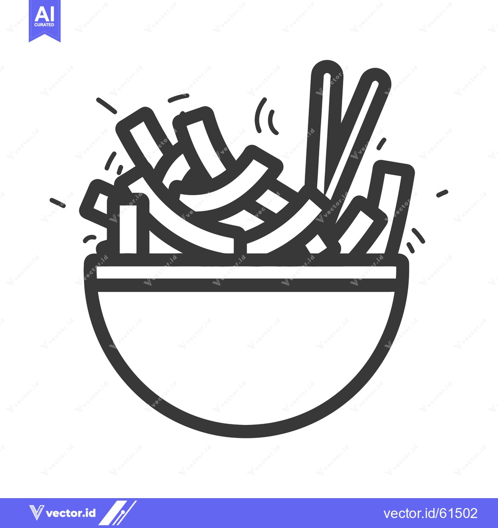 Premium Vector dari A Simple Line Drawing Depicting French Fries in a Bowl