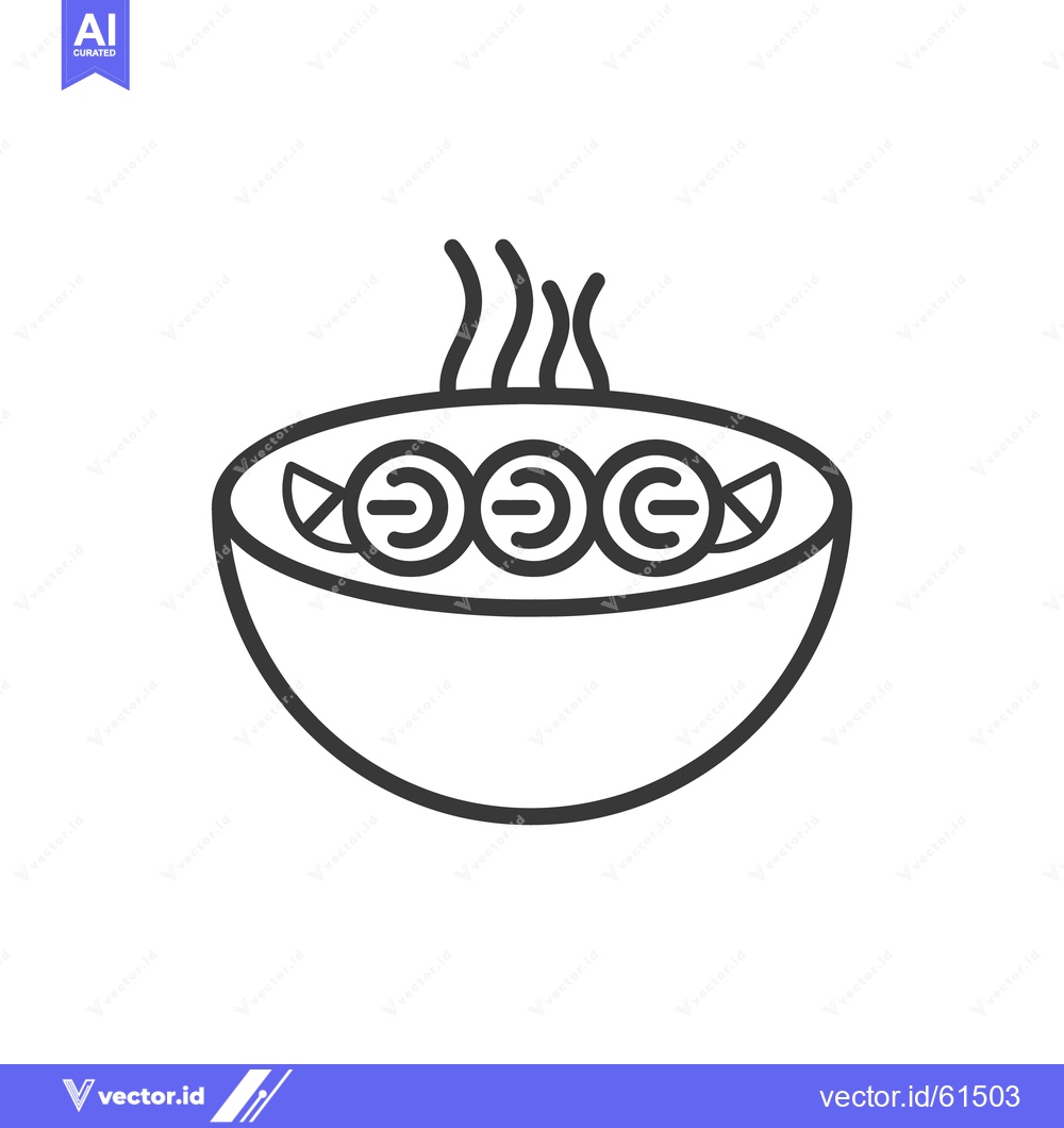Premium Vector of Simple line drawing depicts a bowl of cooked food with steam