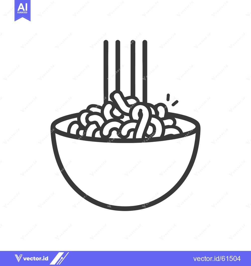Premium Vector dari A bowl of noodles with chopsticks preparing to be lifted