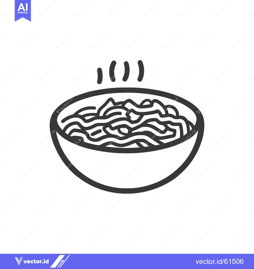 Premium Vector dari A stylized bowl of cooked noodles with steam rising upwards