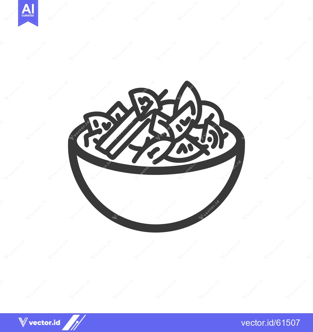 Premium Vector of A black and white illustration of a full salad bowl