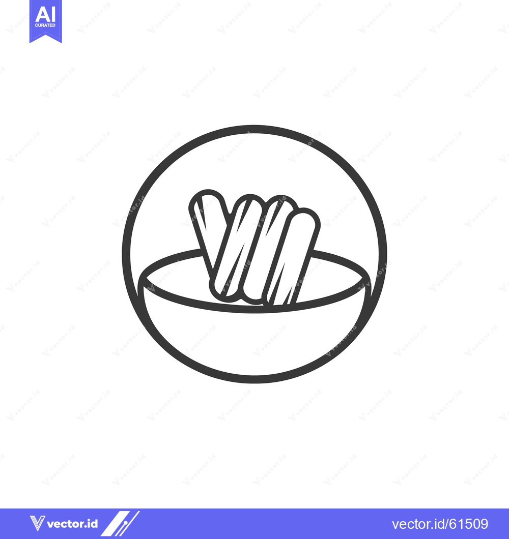 Premium Vector dari Simple illustration showing cylindrical food items in a bowl shape