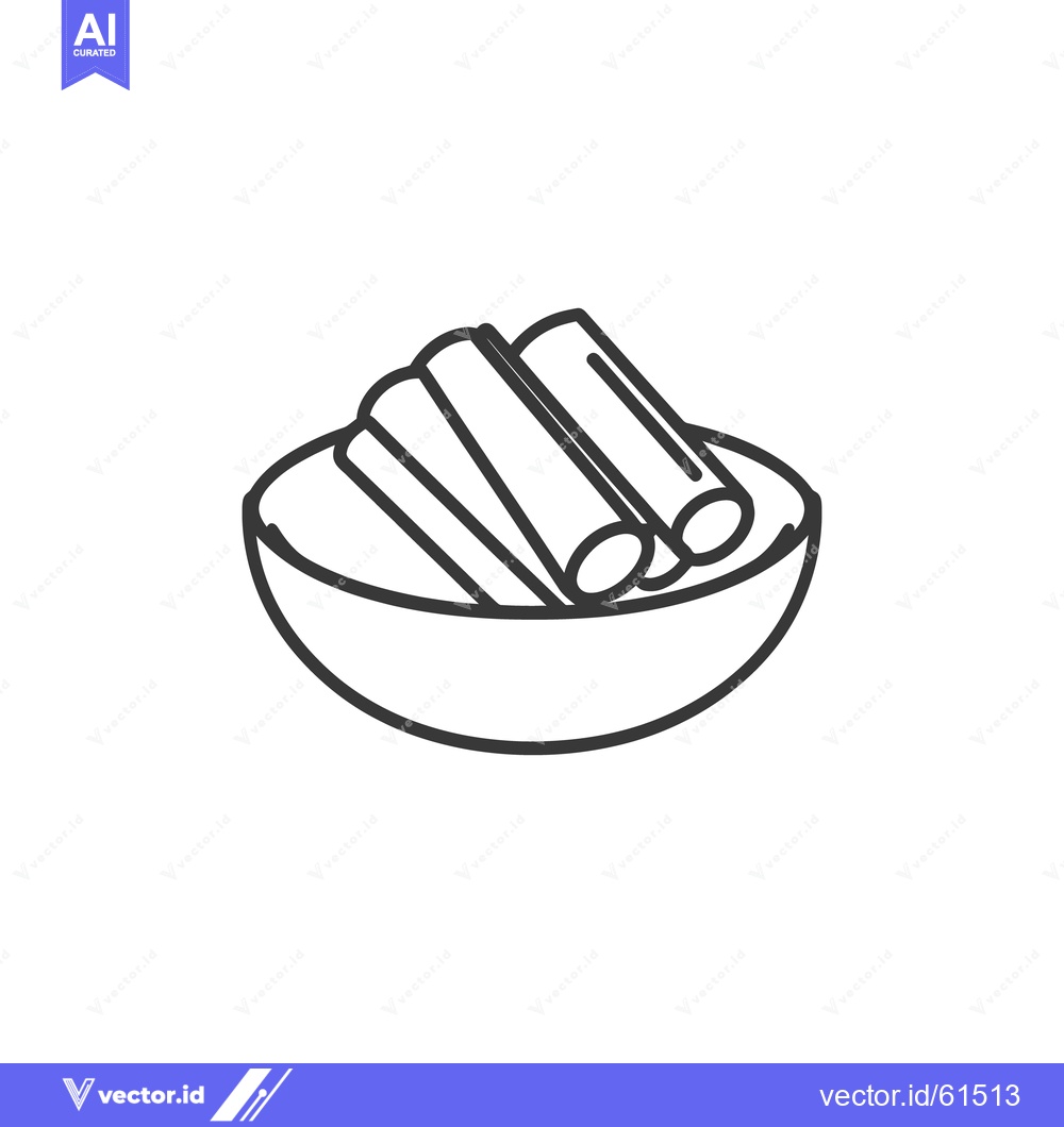 Premium Vector of Simple image featuring a bowl holding rolled food items inside