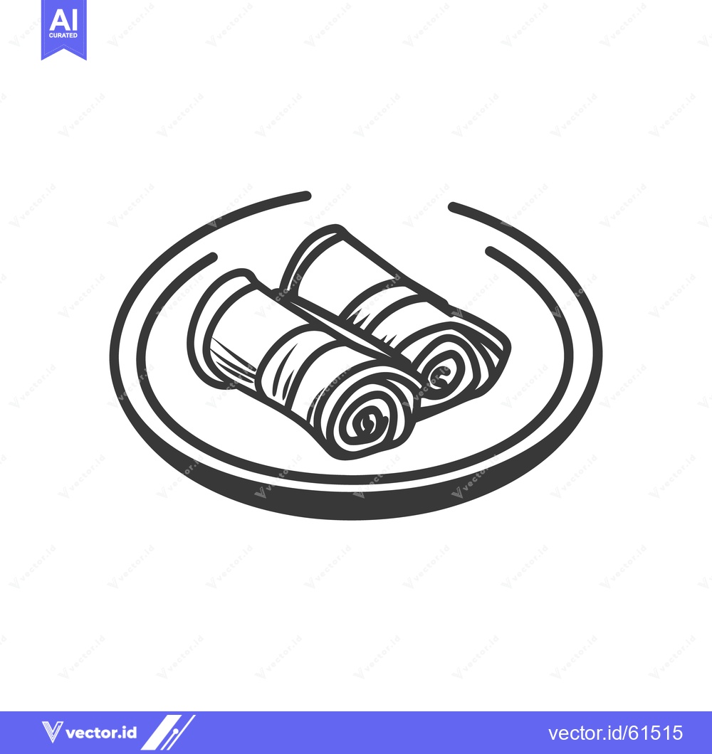 Premium Vector dari Two spring rolls displayed on a simple black and white plate