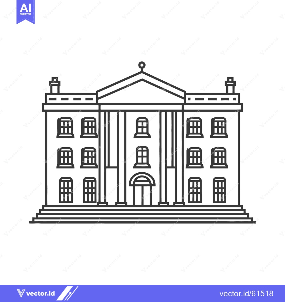 Premium Vector of A symmetrical illustration of a grand building facade design