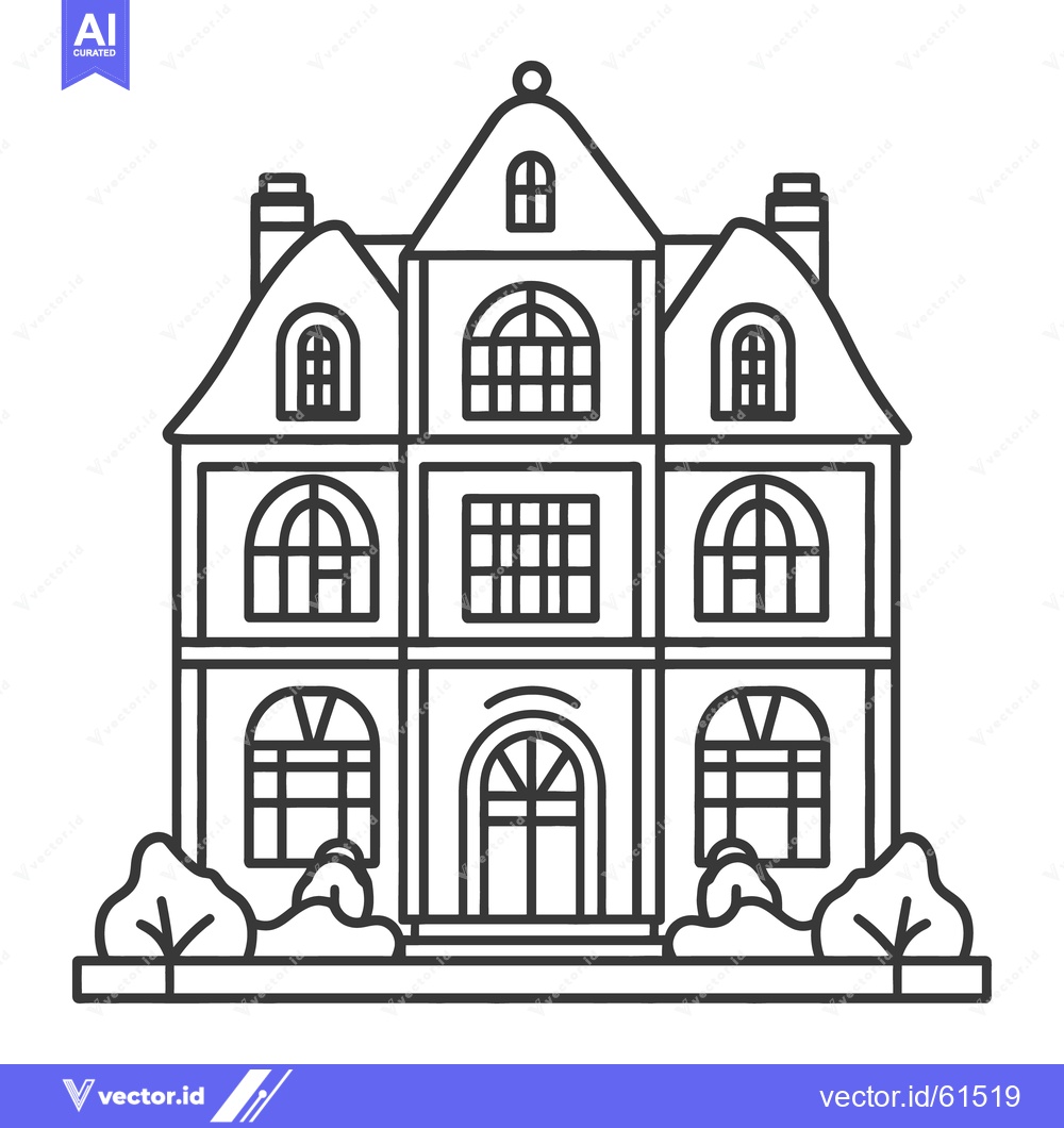 Premium Vector of A stylized black and white illustration of a large house