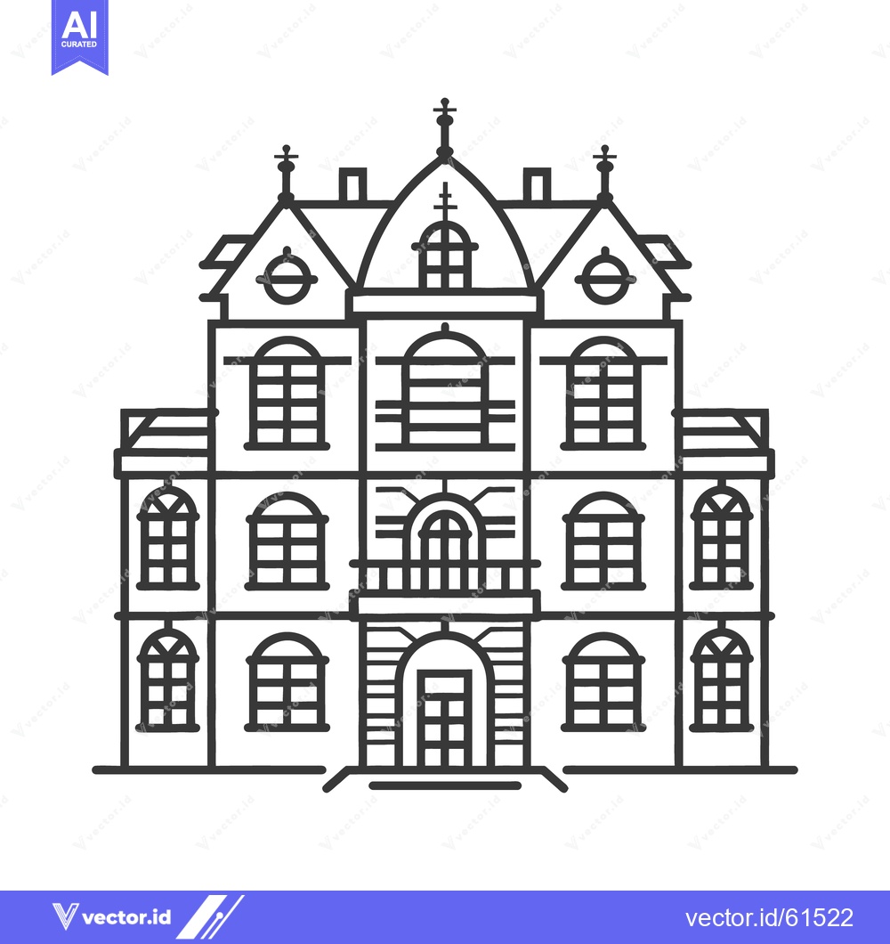 Premium Vector of Elegant illustration of a grand multi story building facade outline