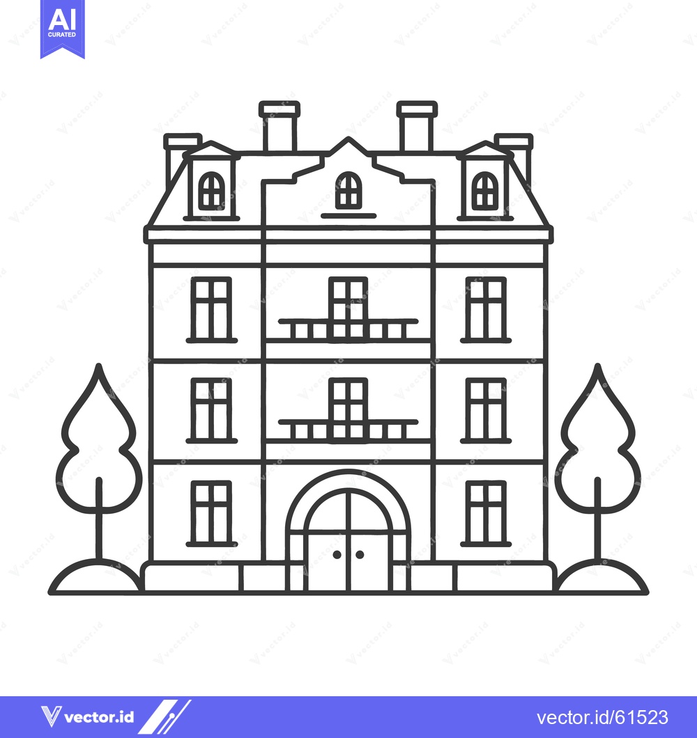 Premium Vector of A detailed black and white architectural drawing of a classic building