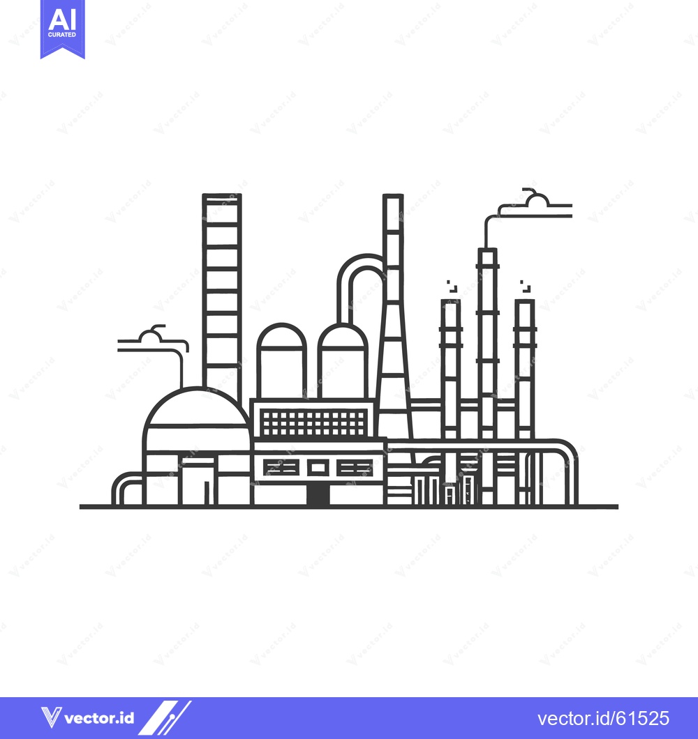 Premium Vector dari A black and white line drawing of an industrial complex