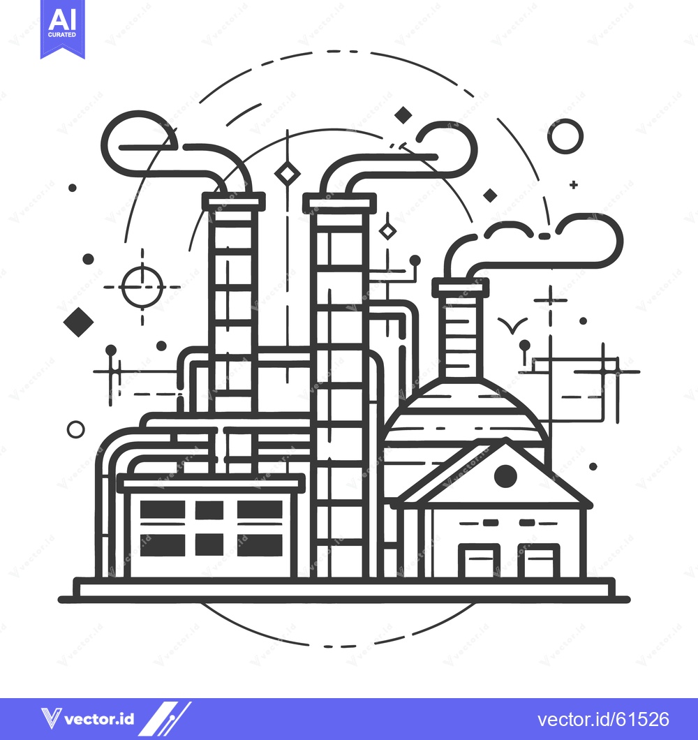 Premium Vector dari A monochromatic illustration of a stylized industrial factory