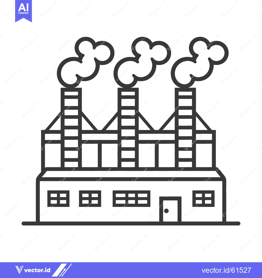 Premium Vector dari An industrial building with smokestacks and emissions coming out