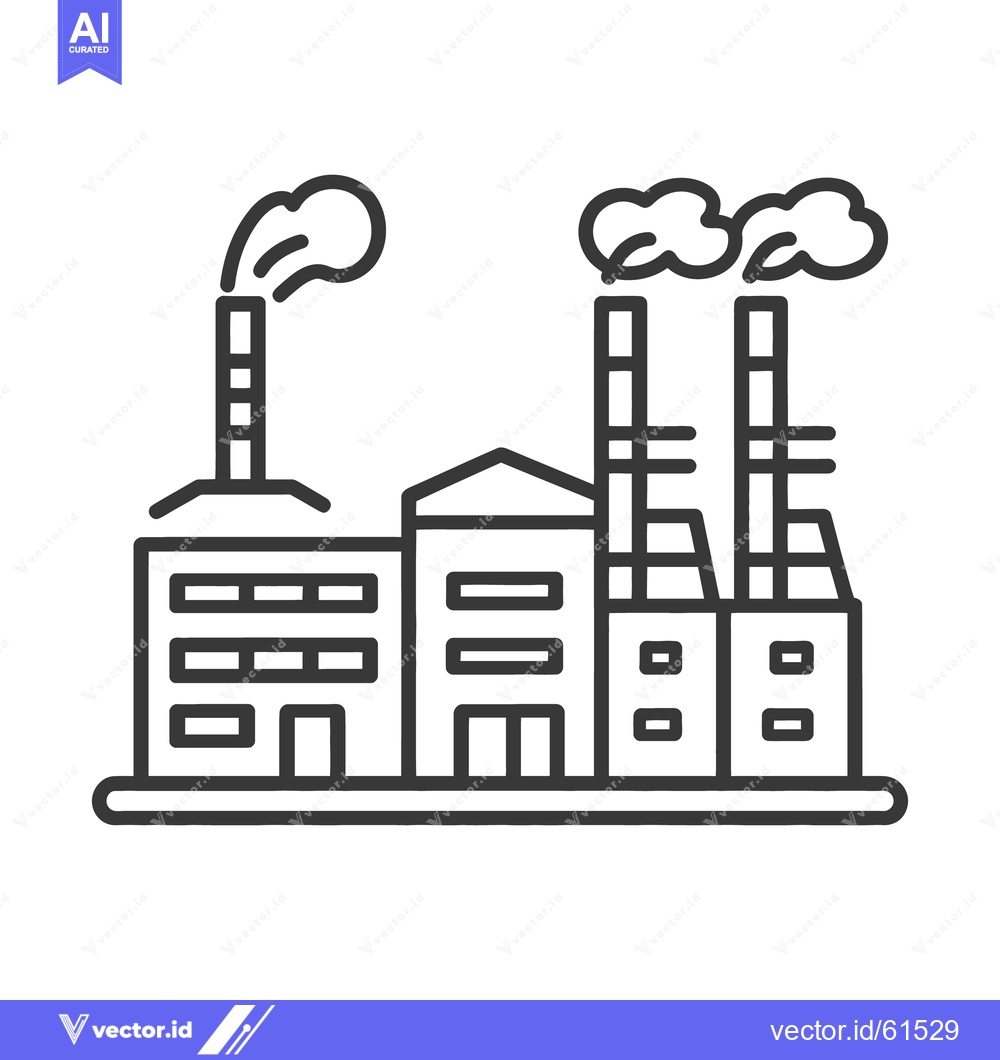 Premium Vector of Illustration depicting multiple industrial buildings with smokestacks