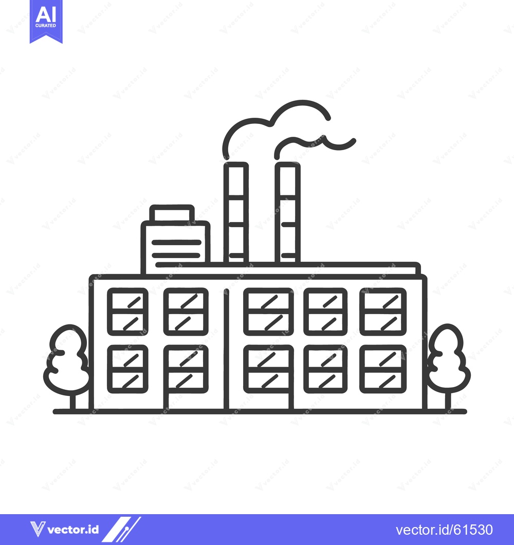 Premium Vector of An illustration of a factory building with smoke stacks