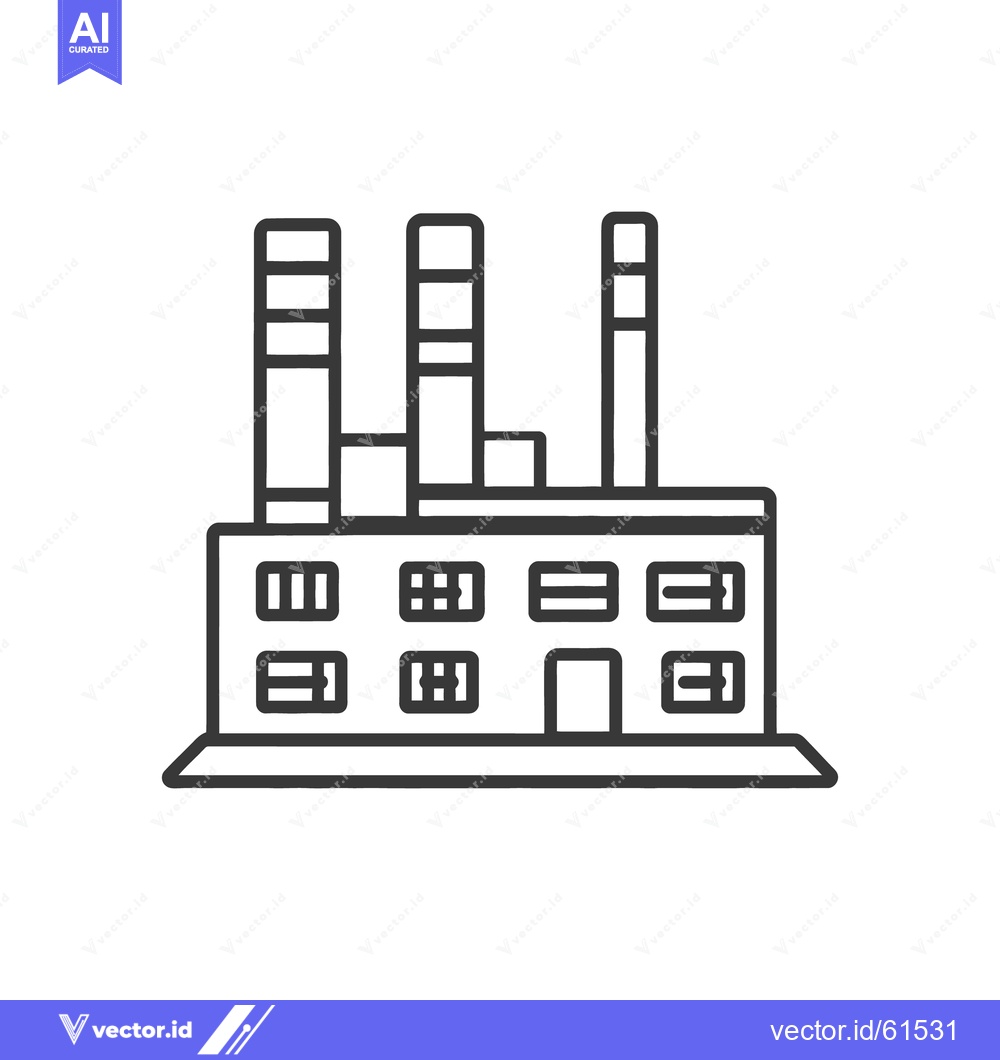 Premium Vector of A detailed black and white industrial factory building icon outline