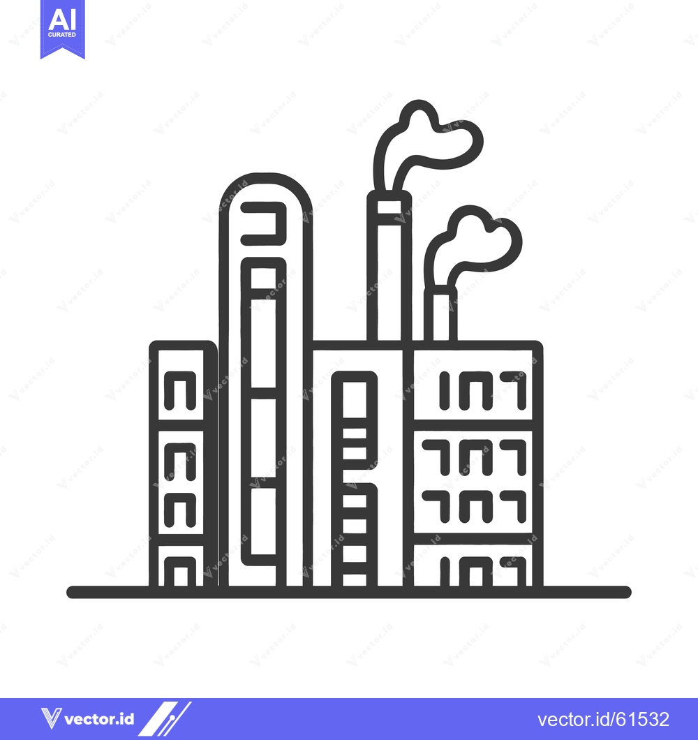 Premium Vector of Industrial Factory Complex With Smoke Emission From Chimneys