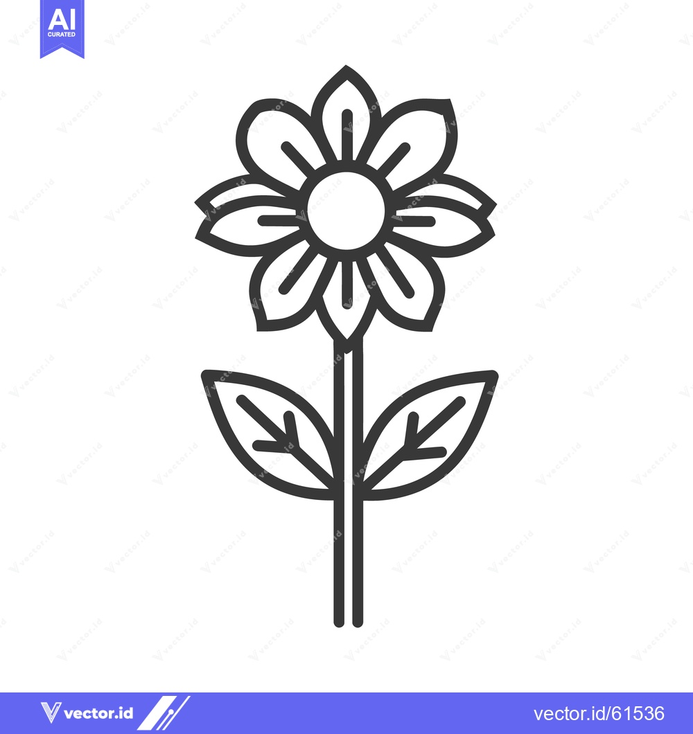 Premium Vector of A simple black and white illustration of a blooming flower