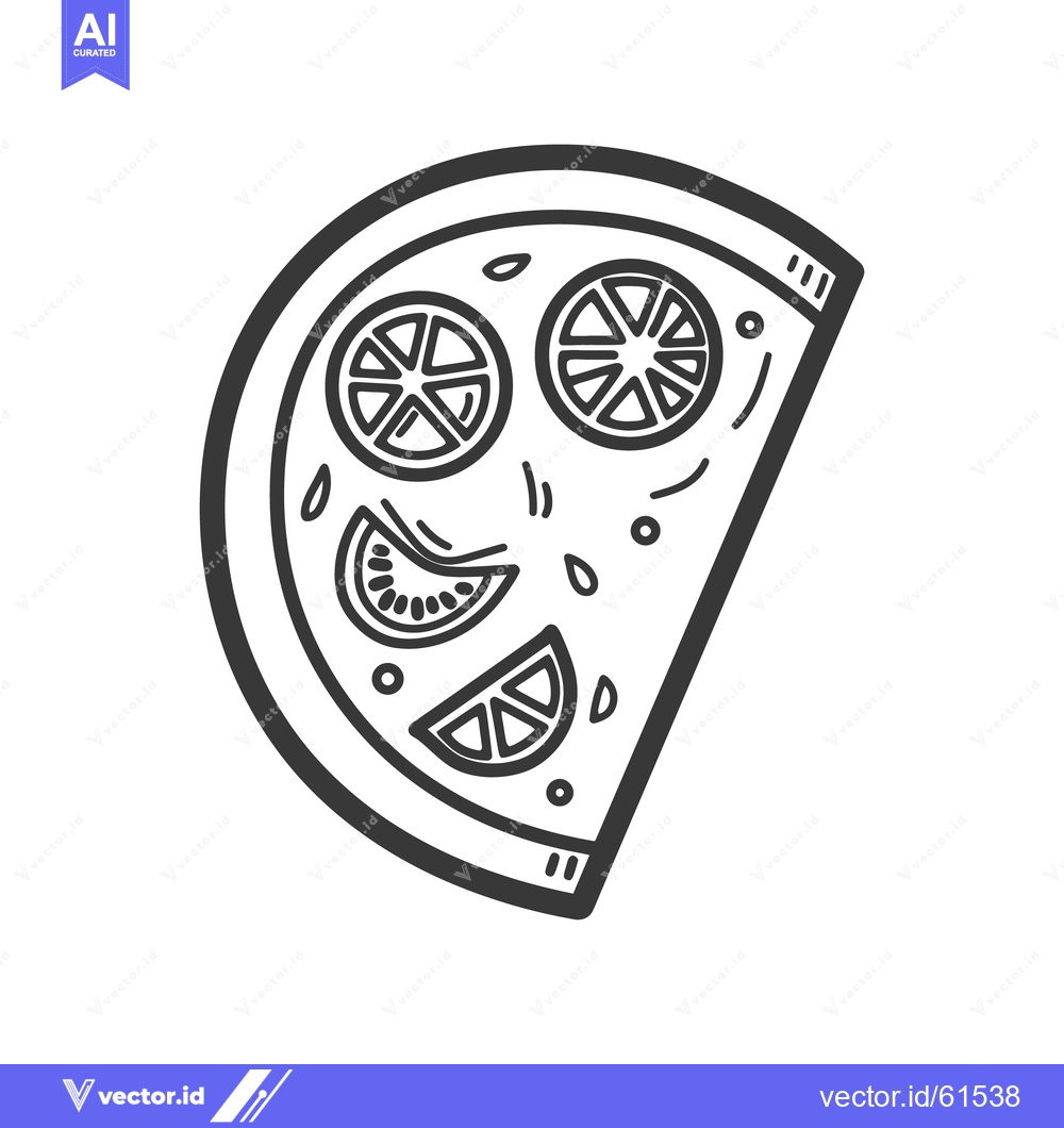 Premium Vector dari Simple black and white line art slice of pizza