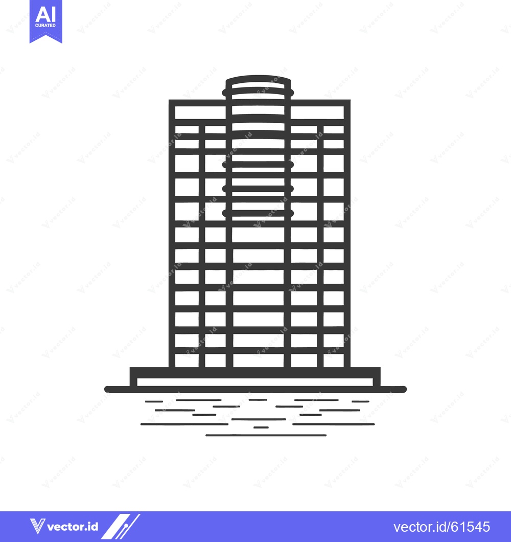 Premium Vector of A stylized illustration depicts a tall modern building in silhouette