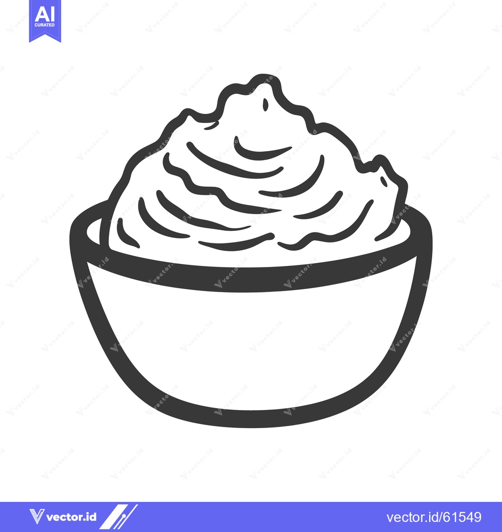 Premium Vector dari A bowl filled with thick and fluffy whipped cream topping