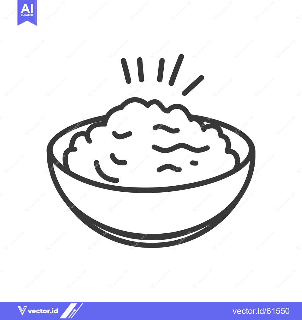 Premium Vector of A simplistic black and white illustration of a bowl of food