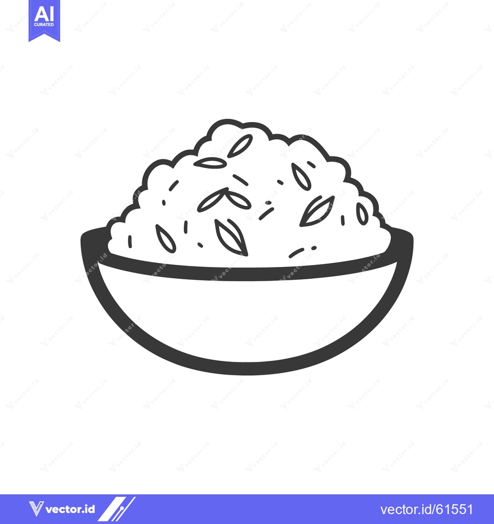 Premium Vector of A simple black and white illustration of a food bowl of grain