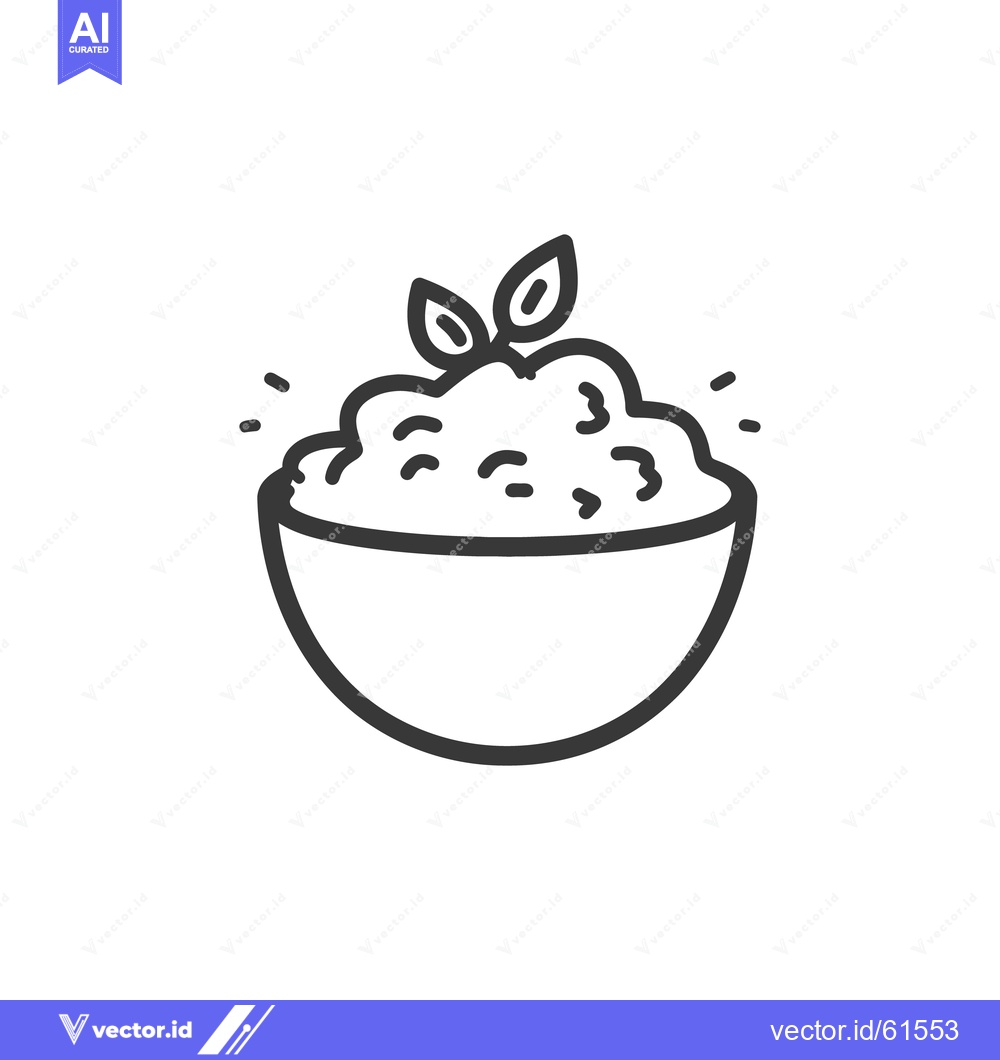 Premium Vector dari A bowl of food decorated with green leaves above it