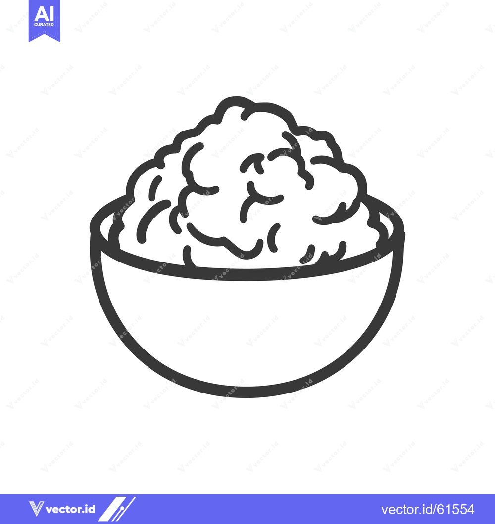 Premium Vector of A simple illustration depicts a bowl filled with a food item