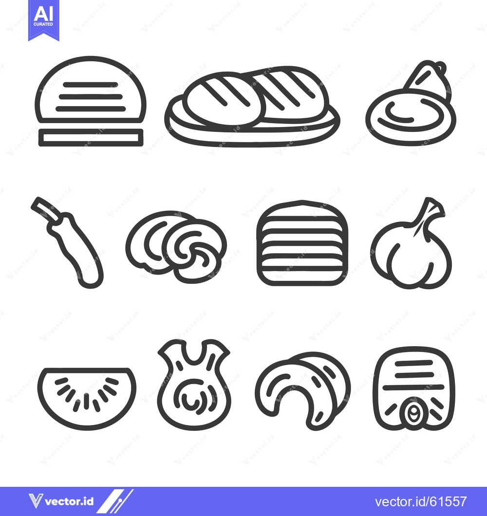 Premium Vector of Simple black line drawings of different types of food items