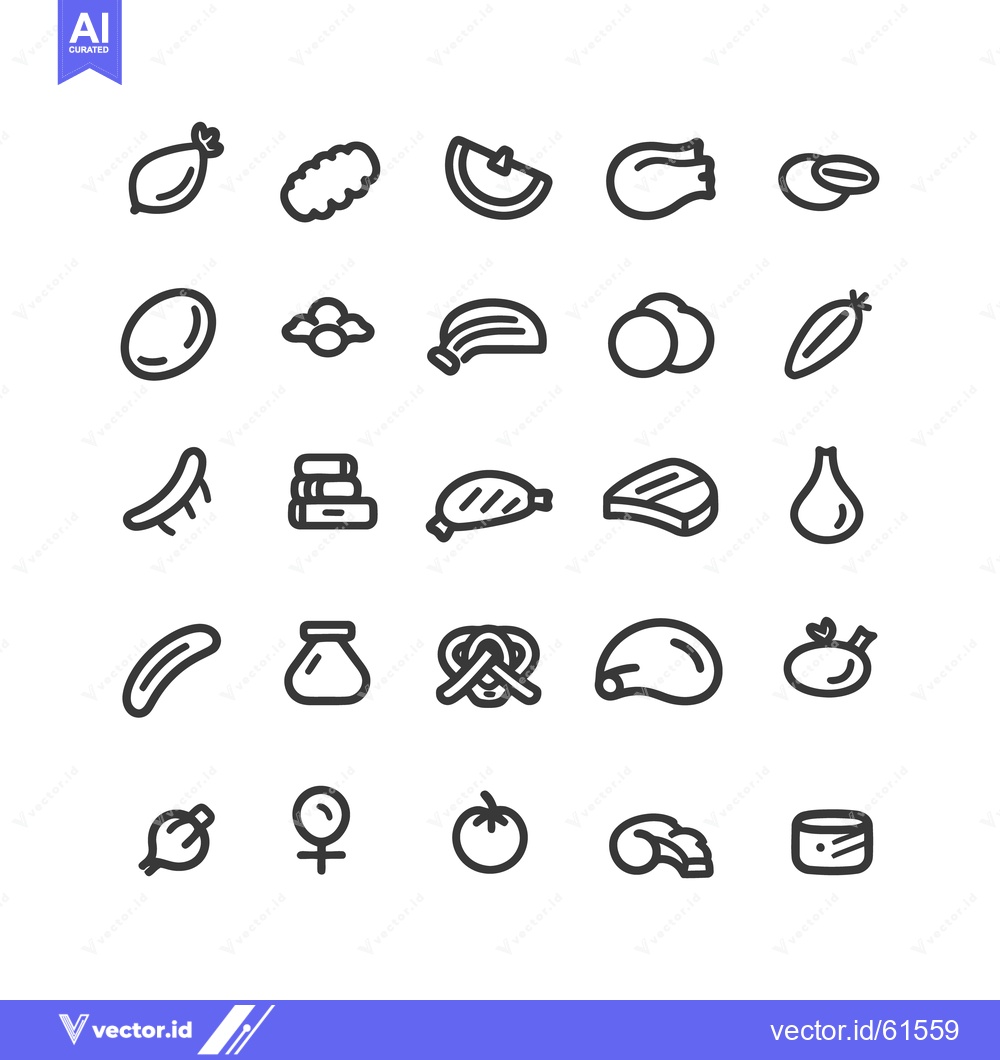 Premium Vector of Simple black and white outlines depicting food items and icons