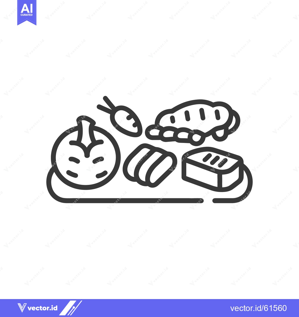 Premium Vector dari Simple black and white line art depicting various food items