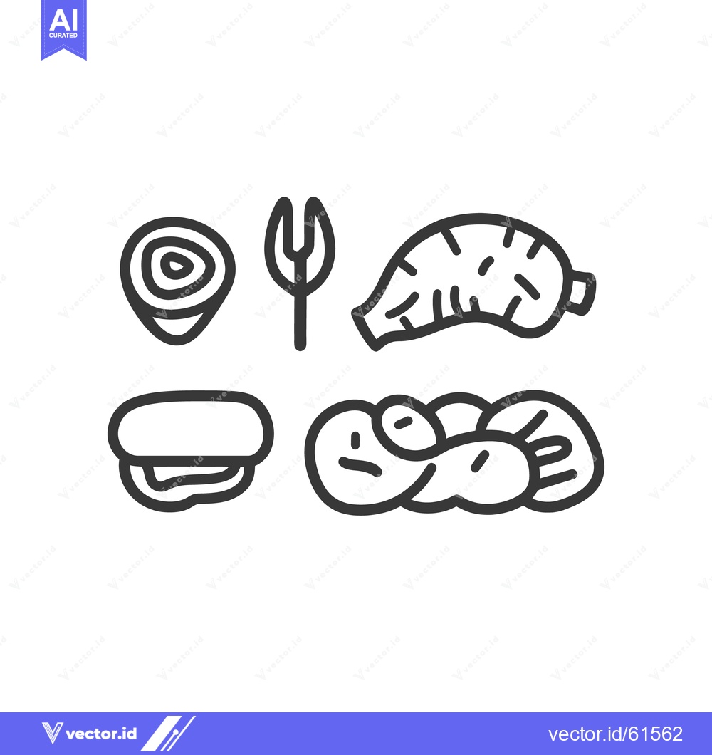Premium Vector dari Simple black and white illustrations of assorted food items
