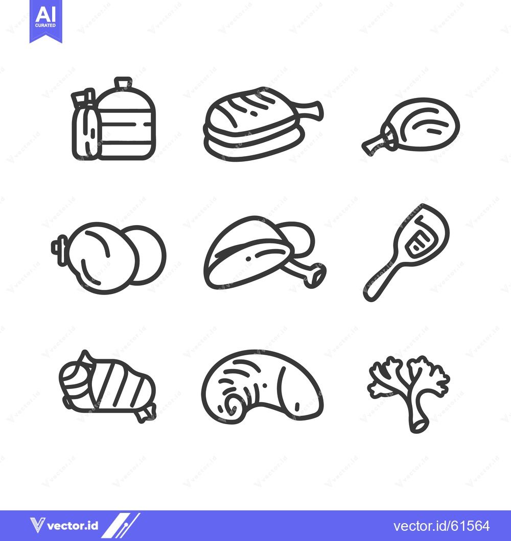Premium Vector of An illustration displaying various food items as line art graphics