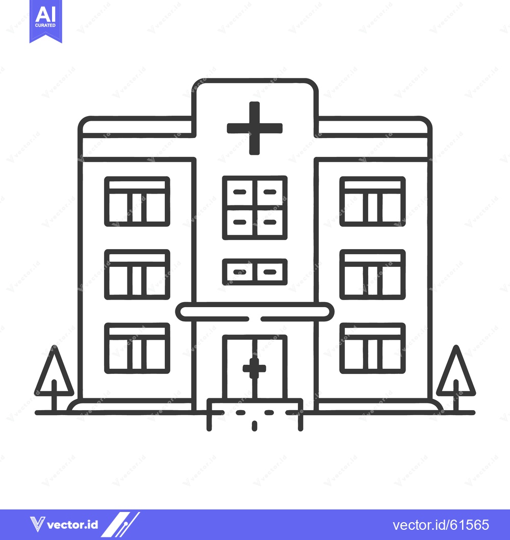 Premium Vector dari A simple black and white illustration of a medical building