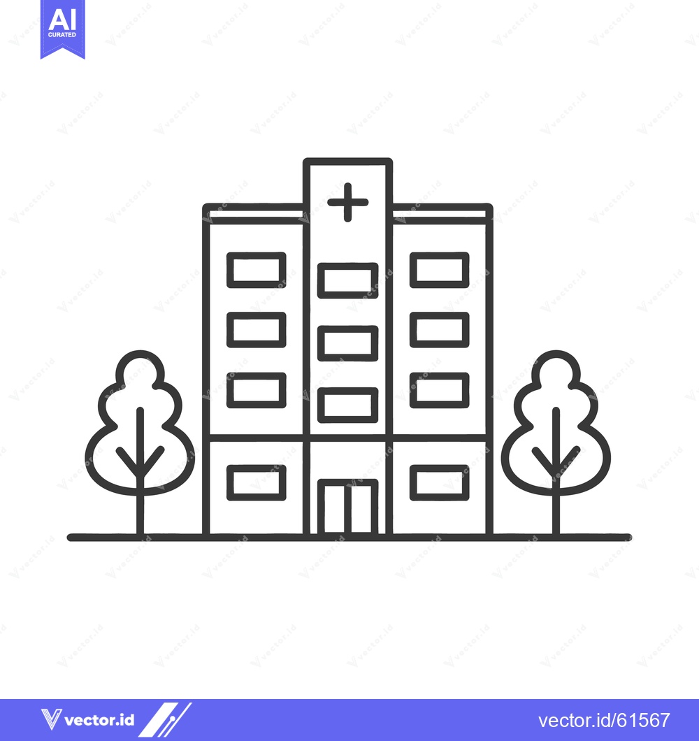 Premium Vector dari A simplified black and white depiction of a hospital building