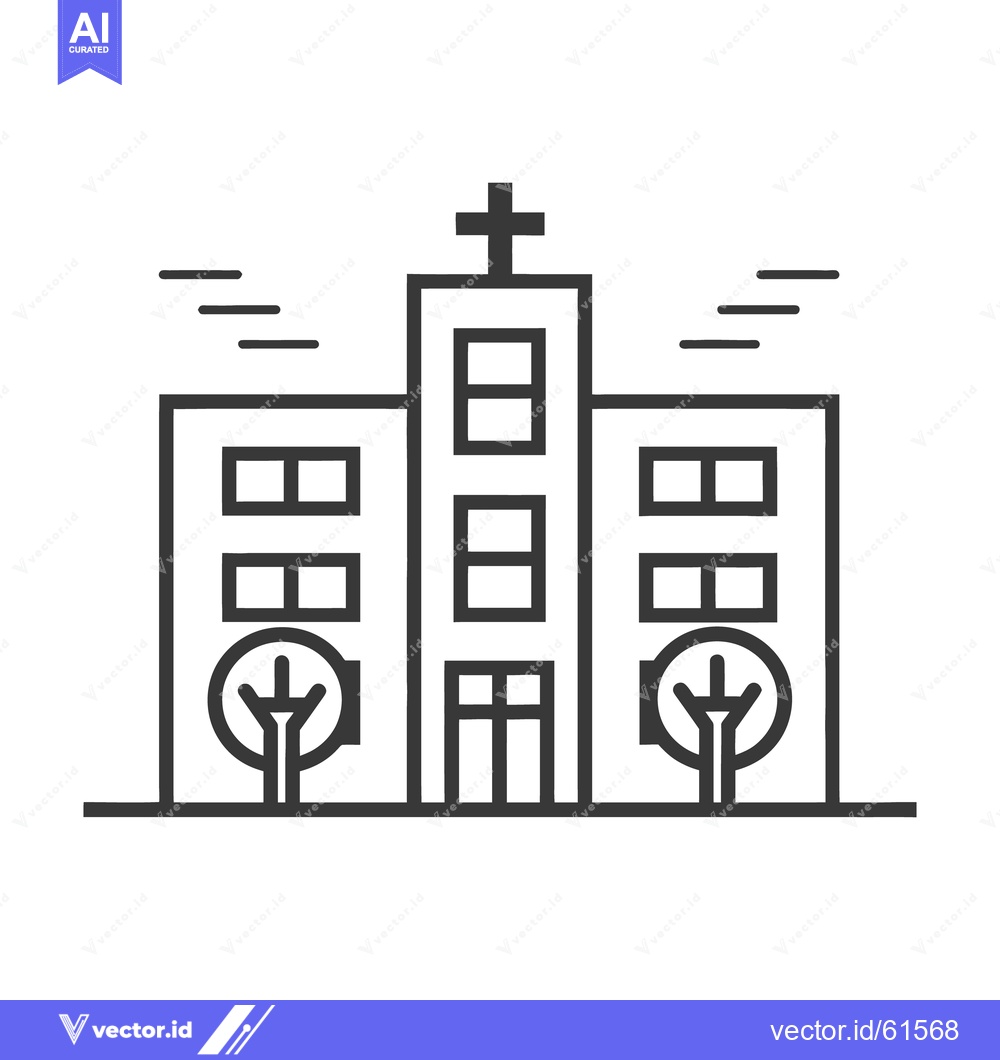 Premium Vector of Simple black and white illustration of a building with a cross