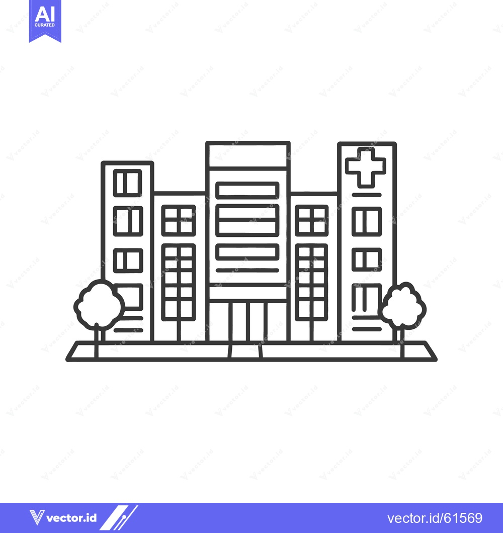 Premium Vector dari A graphical depiction of multiple buildings and trees on the street