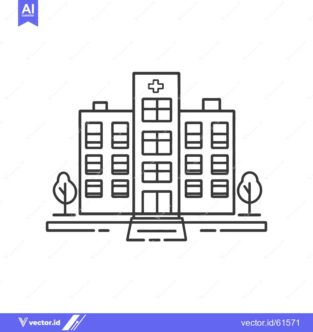 Premium Vector dari A black and white drawing depicting a medical building