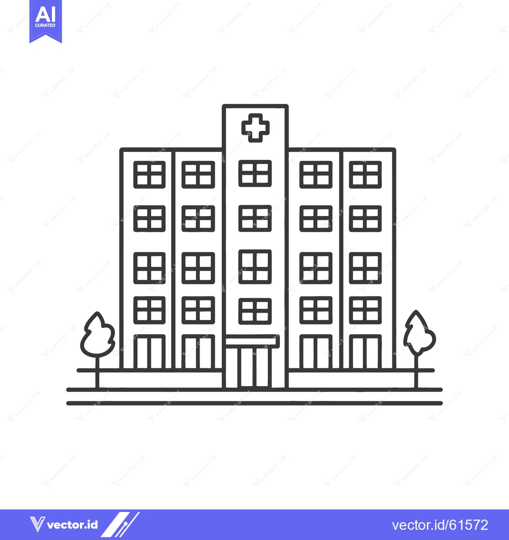 Premium Vector dari Simple outlined illustration depicting a modern medical center buildin